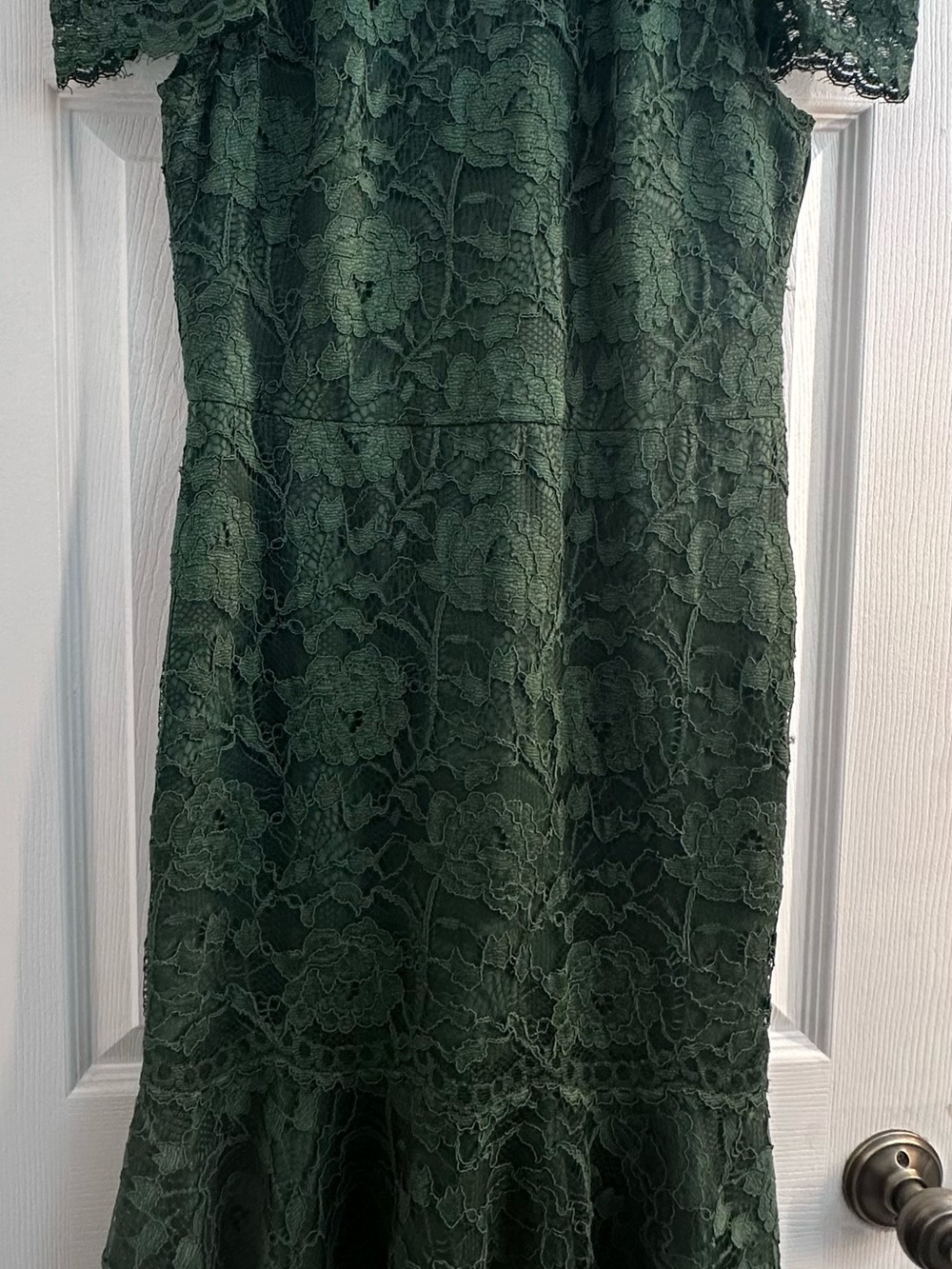 Gal Meets Glam Dark Green Lace Midi Dress size 6